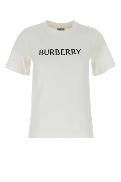 Burberry Logo Cotton T-shirt For Women In White