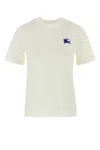 Burberry Ekd Embroidery Cotton T-shirt In Bianco