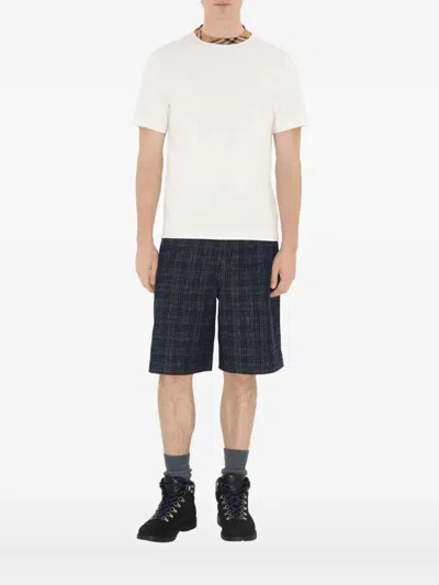 Burberry White Cotton T-shirt In Blue
