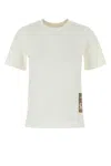 Burberry Cotton T-shirt With Check Application In Chalk