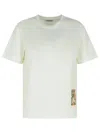 Burberry Cotton T-shirt With Check Application In Chalk
