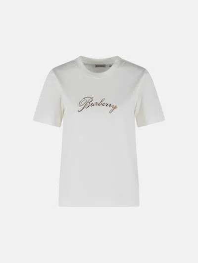Burberry White Cotton T-shirt In Multi
