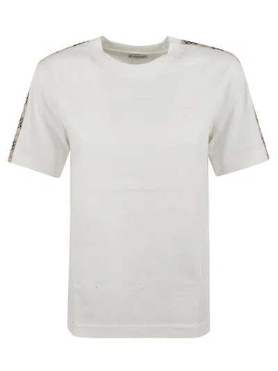 Burberry White Cotton T-shirt With Accents