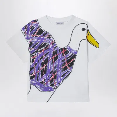 BURBERRY WHITE COTTON T-SHIRT WITH PRINT