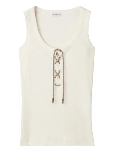 Burberry White Cotton Vests Tanks Cleo In Neutral
