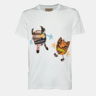 Pre-owned Burberry White Creature Print Studded Cotton T-shirt L