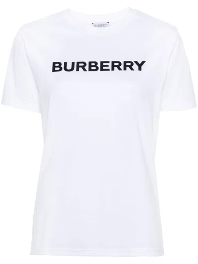 BURBERRY BURBERRY WHITE CREW NECK COTTON LOGO T SHIRT