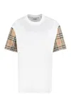 BURBERRY WHITE CREW-NECK T-SHIRT WITH CHECK