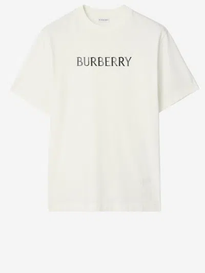 Burberry Cotton T Shirt Featuring Front Logo Print In White