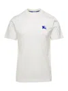 Burberry Mens Salt Ekd-embroidered Short-sleeve Cotton-jersey T-shirt In White