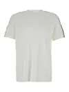 Burberry White Crewneck T-shirt With Check Motif On The Sleeve And Ekd Logo Embroidery On The Front In Cotton