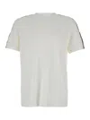 Burberry White Crewneck T-shirt With Check Motif On The Sleeve And Ekd Logo Embroidery On The Front In Cotton In White