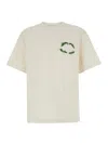 Burberry White Crewneck T-shirt With Embroidered Logo On The Front In Cotton Man In Multicolor