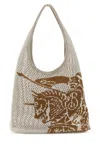 Burberry Women White Crochet Shopping Bag In Multi