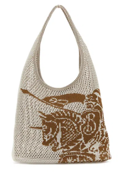 BURBERRY WOMEN WHITE CROCHET LARGE SHOPPING BAG, ONESIZE LUXURY TOTES FOR WOMEN DARVEYS