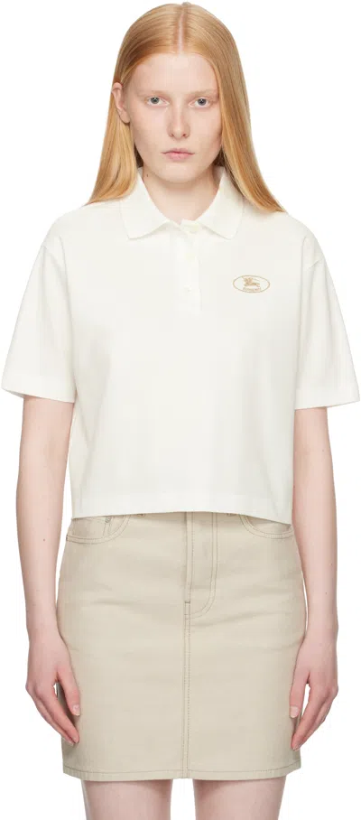 Burberry White Cropped Cotton Polo