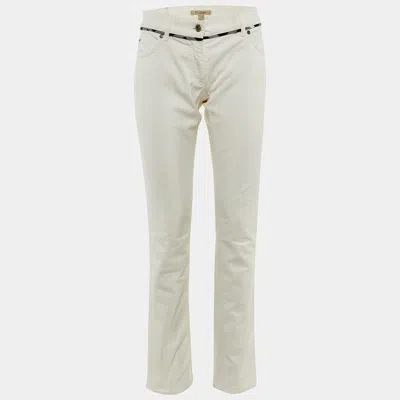 Burberry White Denim Straight Fit Jeans M Waist 32"
