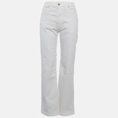 Pre-owned Burberry White Denim Straight High-rise Jeans M