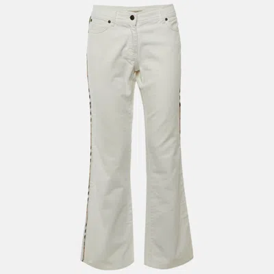 Pre-owned Burberry White Denim Straight Leg Jeans S