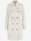 Burberry Waist Belted Double-breasted Epaulettes Jacket In White