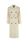 Burberry Structured Belted Trench Coat In White