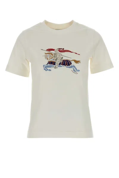 BURBERRY WHITE EKD EMBROIDERED COTTON T-SHIRT