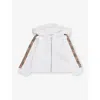 Burberry Elin Checked-trim Hooded Cotton Sweatshirt 6-24 Months Whit In White