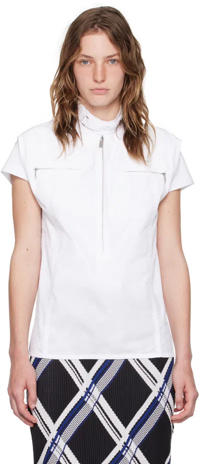 Burberry High Neck Cotton Vest In White