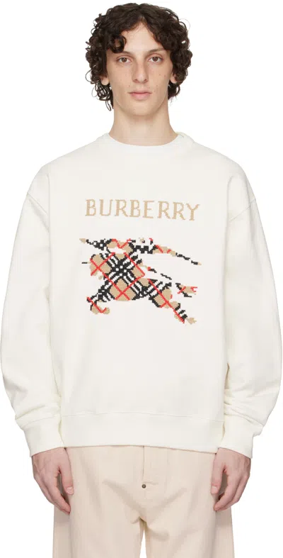 BURBERRY WHITE INTARSIA EKD SWEATSHIRT
