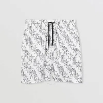 Burberry White Ip Pattern Bradeston Silk Shorts