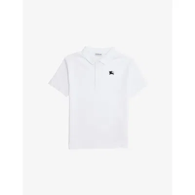 Burberry Babies' White Johane Logo-embroidered Cotton Polo Top