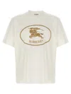 Burberry Beige Crewneck T-shirt With Maxi Logo On The Front In Cotton Man In White