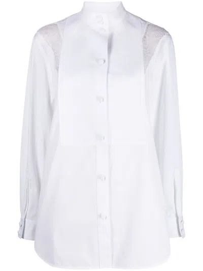 Burberry★素敵！White Lace Detail Shirt Dress Burberry Lace Cutwork Cotton Shirt Dress In White | ModeSens