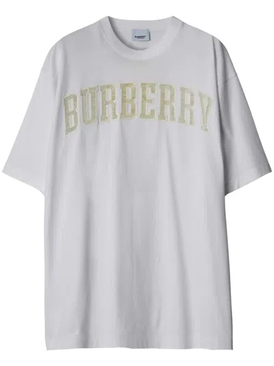 Burberry Lace Logo-detail Cotton T-shirt In White