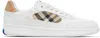 Burberry Low-top Leather Sneakers With Check Inserts