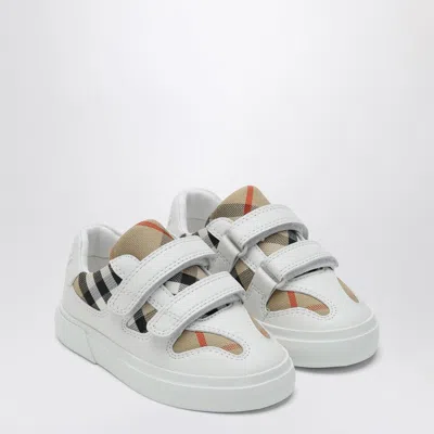 Burberry Kids'  Childrens Check Cotton And Leather Sneakers In Sand