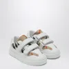 Burberry Childrens Check Cotton And Leather Sneakers