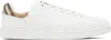 Burberry White Smooth Leather Set Sneakers With Check Insert In White