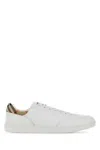 Burberry White Smooth Leather Set Sneakers With Check Insert In White
