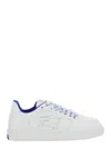 Burberry Calf Leather Sneakers With Contrasting Sole And Woven Laces In White