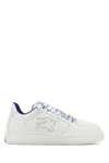 Burberry White Calf Leather Sneakers With Textured Tpu Sole In White