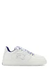 Burberry White Calf Leather Sneakers With Textured Tpu Sole