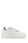 Burberry Calf Leather Sneakers With Contrasting Sole And Woven Laces In White