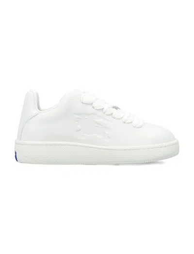 BURBERRY WHITE LOGO LEATHER SNEAKERS