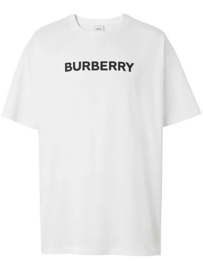 Burberry Logo Print Cotton Oversized T-shirt In White