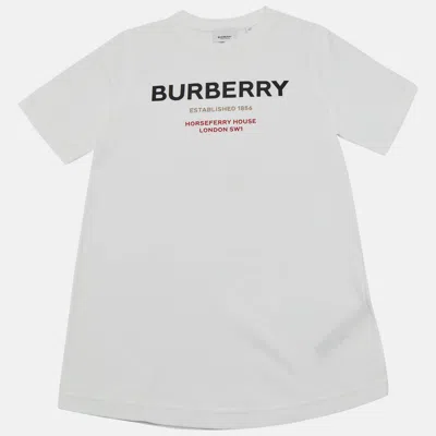 Pre-owned Burberry White Logo Horseferry Print Jersey T-shirt 12 Yrs