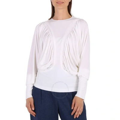 Burberry White Long-sleeved Panel Jersey Oversized Top
