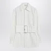 Burberry Belted Pinstriped Cotton-poplin Shirt