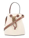Burberry Mini Drawstring Canvas Bucket Bag In White