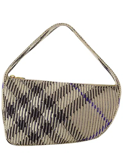 Burberry White Nylon Knit Baguette Purse, Never Carried (authentic Pre-loved) In Gold